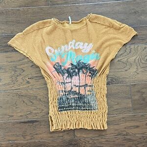 Free People Tan 'Sunday Magic' Graphic Tee